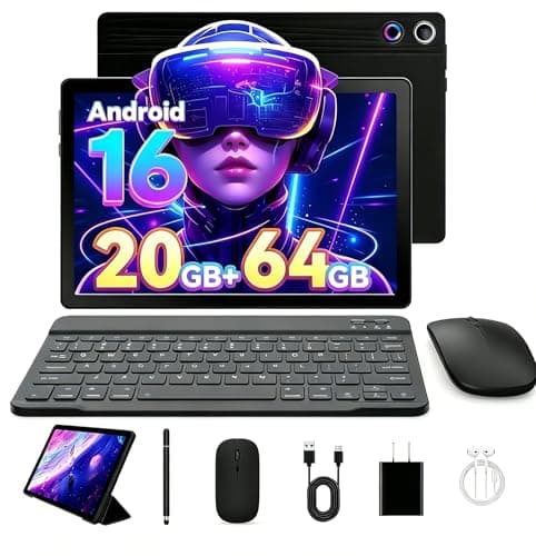 Jeazans 10.1 Inch Android 16 Tablet with 64GB Storage and 8-in-1 Productivity Kit