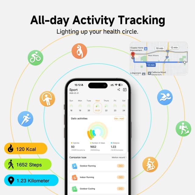 CCHEEN Smart Bracelet - Subscription-Free 24/7 Health & Fitness Tracker with IPX8 Waterproof and 7-Day Battery