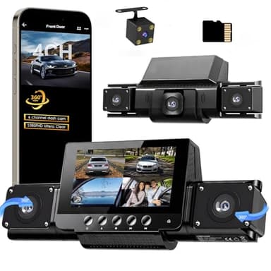 4 Channel 360° Dash Cam with 5G WiFi, GPS, Night Vision & 24H Parking Monitor