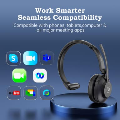 AxiomEar Bluetooth Wireless Headset with Advanced Noise Reduction Mic and Dual-Device Connectivity