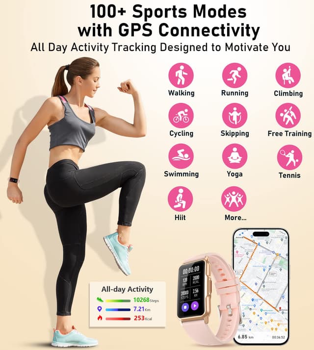 Smart Watch Health Fitness Tracker with 24/7 Heart Rate, Blood Oxygen, Blood Pressure, Sleep Monitor, 115 Sports Modes, IP68 Waterproof