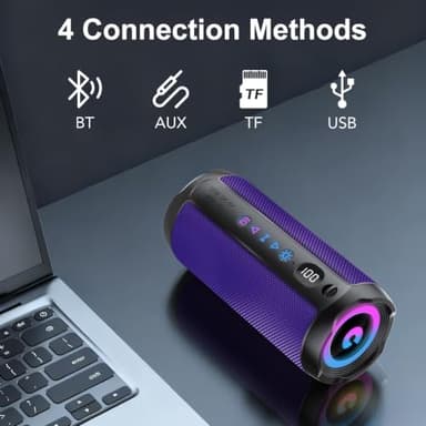 coioc Portable Bluetooth Speaker with 360° Stereo Sound and RGB Lights
