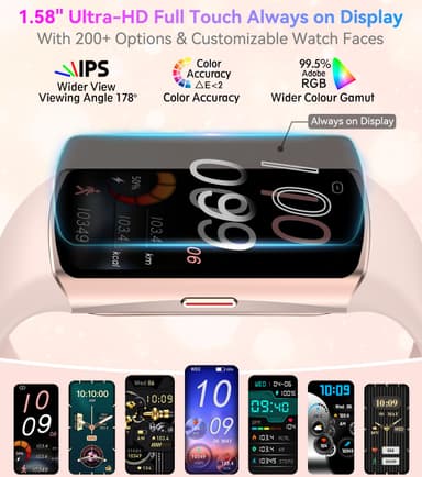 Smart Watch Fitness Tracker with 24/7 Heart Rate, Blood Oxygen & Blood Pressure Monitoring