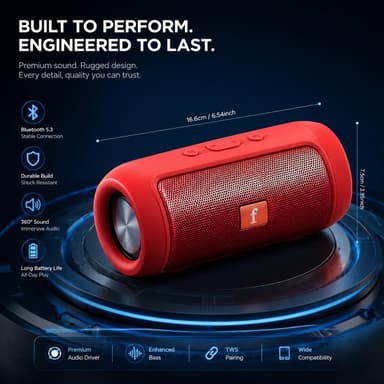 DTFRLD Small Portable Bluetooth Speaker with Lights and TWS Stereo Sound