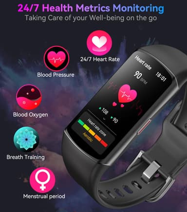 Smart Watch Fitness Tracker with 24/7 Heart Rate, Blood Oxygen & Blood Pressure Monitoring