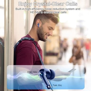 PEFUPEW Wireless Earbuds with Bluetooth 5.4 and ENC Noise Cancelling Mic